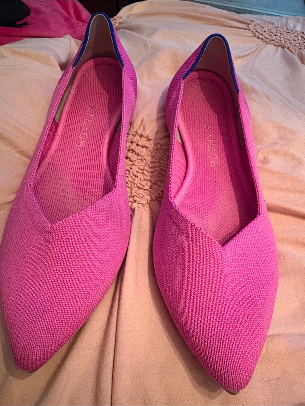 Rothy's Bright Hot Pink Pointed Toe Flats - Picture 5 of 5